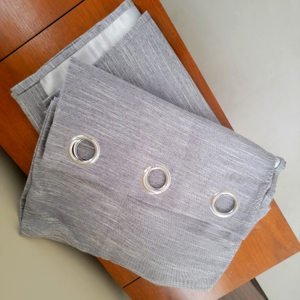 Gray Grommet Curtain Panel Pair
